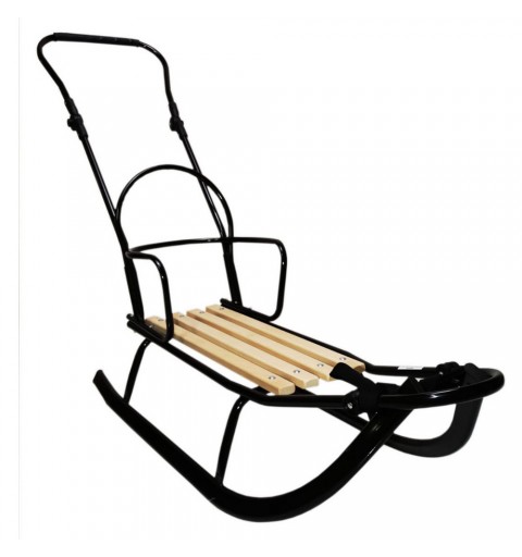 Sanki z oparciem i pchaczem Kubuś 2 | Czarne